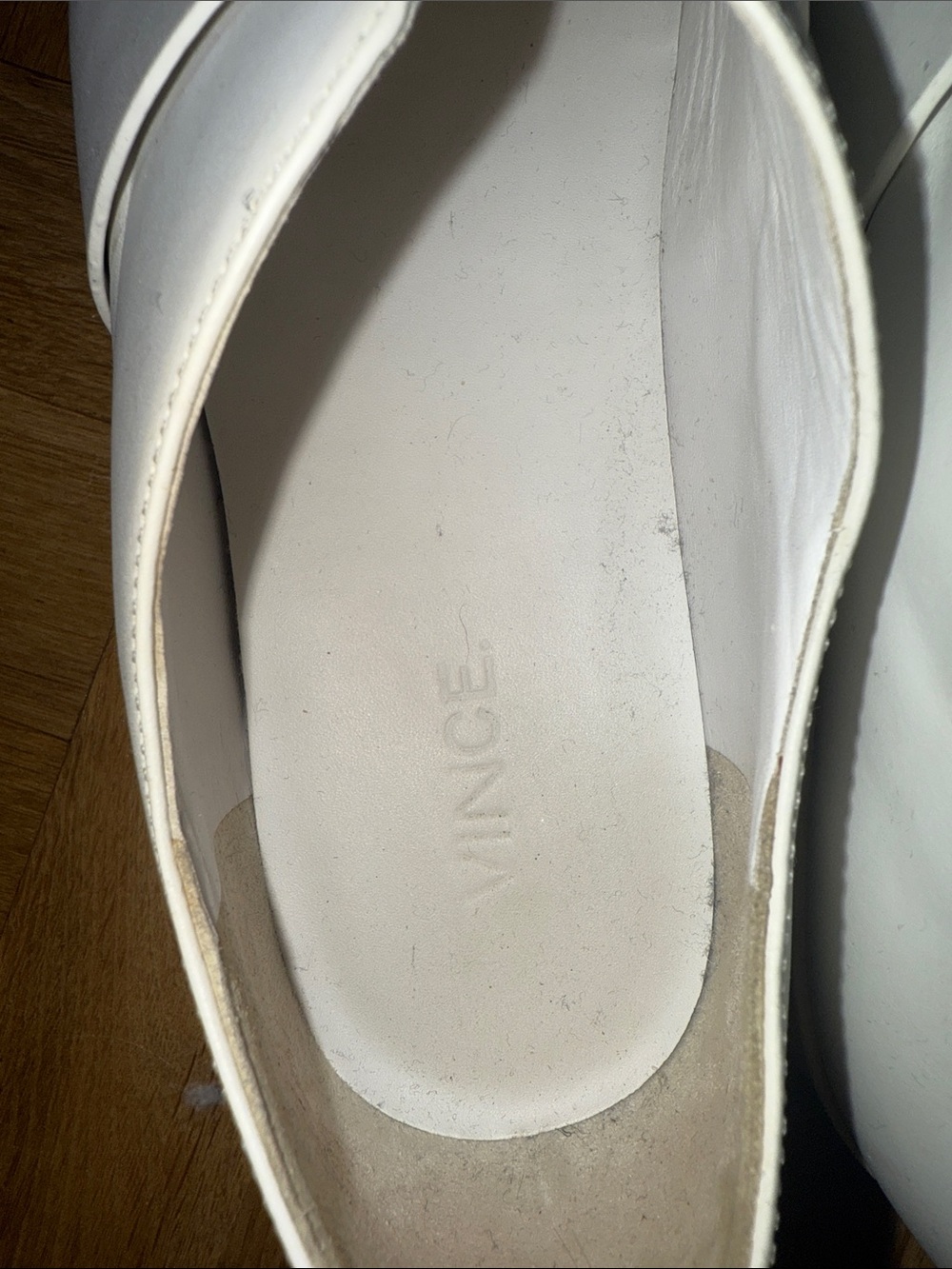 Vince White Leather Slip-On Loafers with Heel Tab - Picture 2 of 5